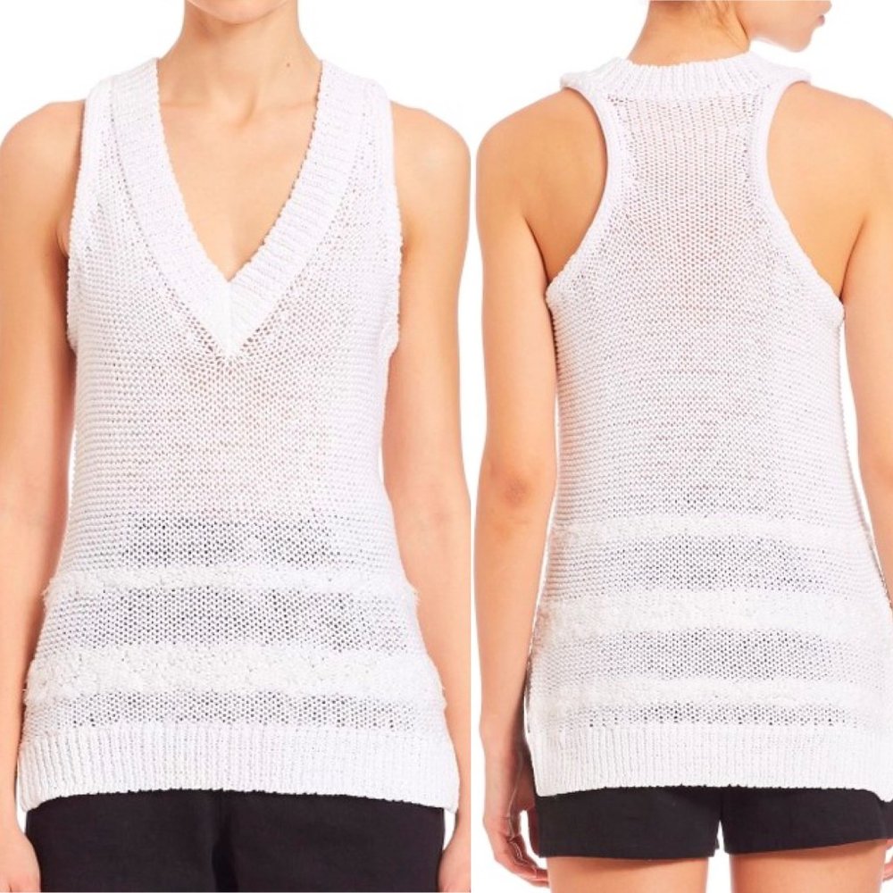 rag & bone Dina White Shell Knit Sweater Halter Tank Top